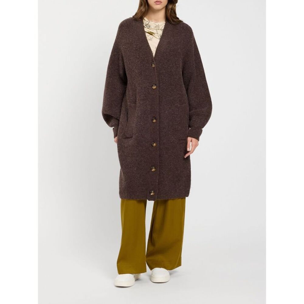 Twinset U&B Women Twinset U&B Long Wool Blend Cardigan With Balloon Sleeves